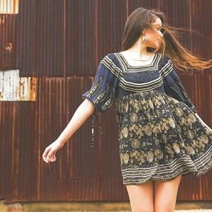 Free people paisley floral open back dress/tunic